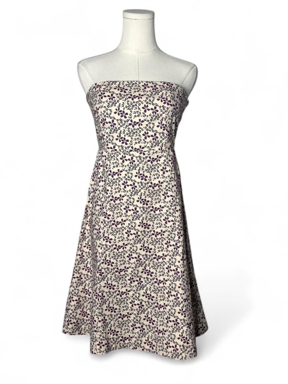 Y2K Vintage Gap Purple Floral Strapless Mini Dress Preppy Fairycore